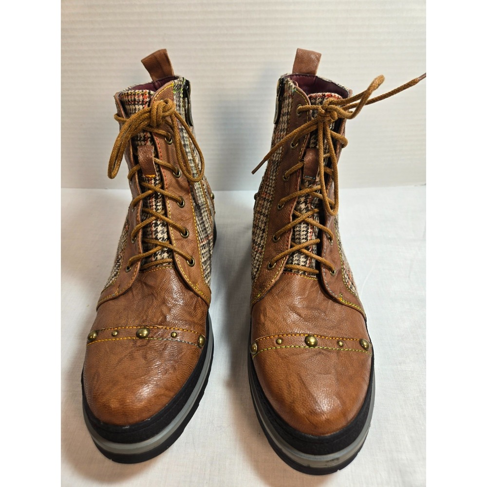 L'Artiste Rehja Bootie New Leather w/ Plaid Women's 40 - Picture 3 of 10